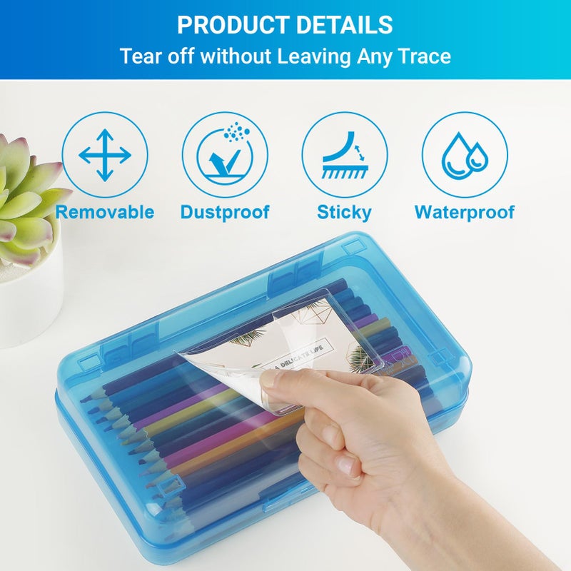 MaxGear 54 Pcs Index Card Pockets with Top Open  Adhesive Pockets  Plastic Label Holder for Note Cards and Library Cards  Clear Adhesive Pocket for 2"" x 3.5"" Index Card  Label Holders  2.4 x 3.9 Inch - Image 3
